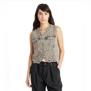 Leopard Print Denim Vest